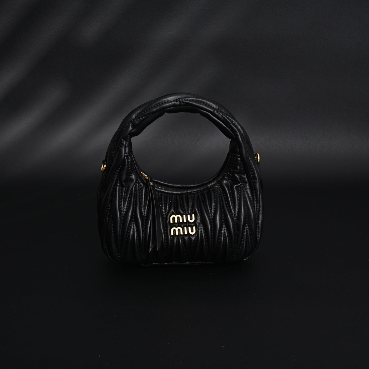 Miu Miu Matelassé Leather Hobo Bag – Black with Gold Hardware - Classic Black product image 15, provided for visual