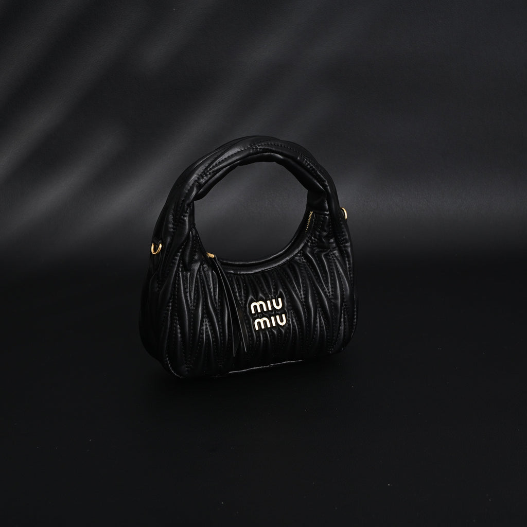 Miu Miu Matelassé Leather Hobo Bag – Black with Gold Hardware - Classic Black product image 16, provided for visual