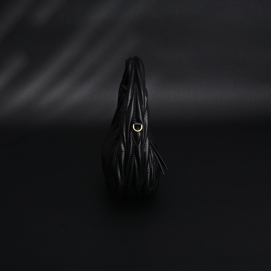 Miu Miu Matelassé Leather Hobo Bag – Black with Gold Hardware - Classic Black product image 2, provided for visual reference