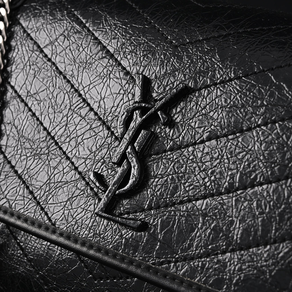 Saint Laurent Niki Medium Black Crinkled Leather Shoulder Bag product image 11, provided for visual reference and product