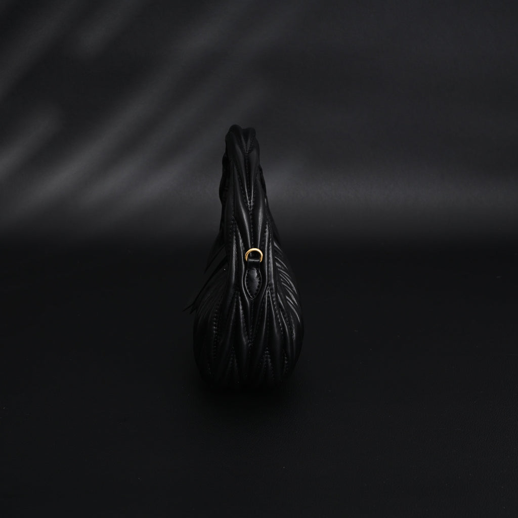 Miu Miu Matelassé Leather Hobo Bag – Black with Gold Hardware - Classic Black product image 4, provided for visual reference