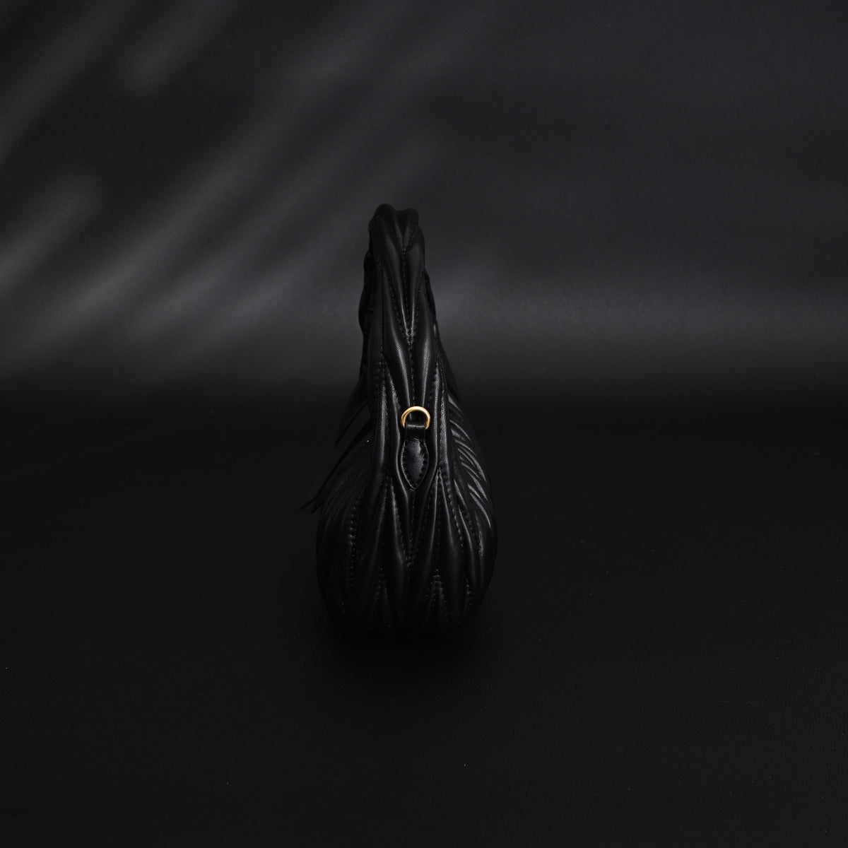Miu Miu Matelassé Leather Hobo Bag – Black with Gold Hardware - Classic Black product image 4, provided for visual reference