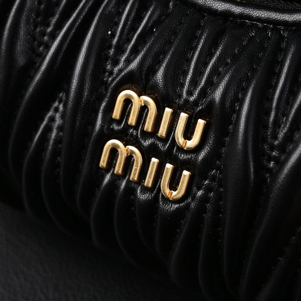 Miu Miu Matelassé Leather Hobo Bag – Black with Gold Hardware - Classic Black product image 7, provided for visual reference