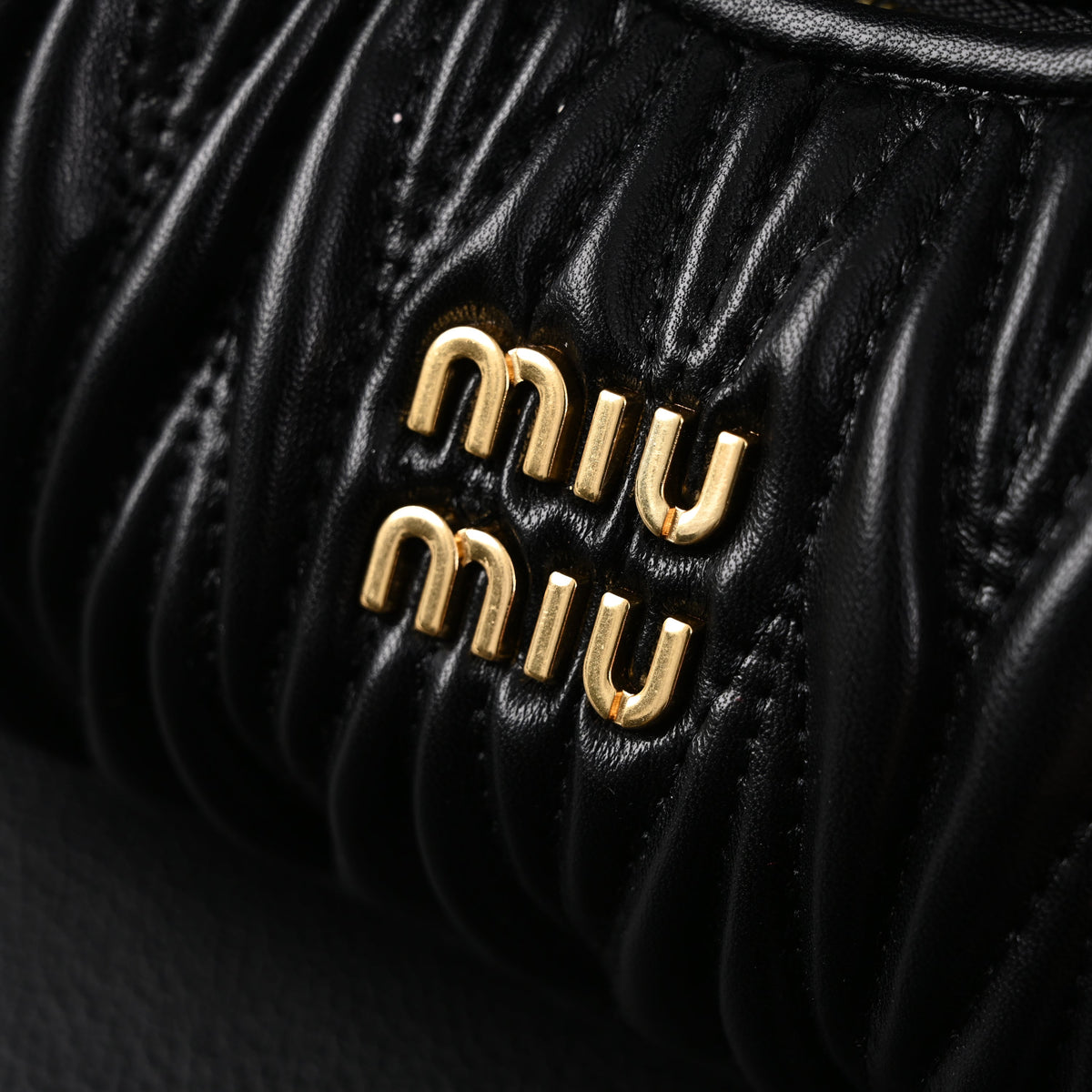 Miu Miu Matelassé Leather Hobo Bag – Black with Gold Hardware - Classic Black product image 7, provided for visual reference