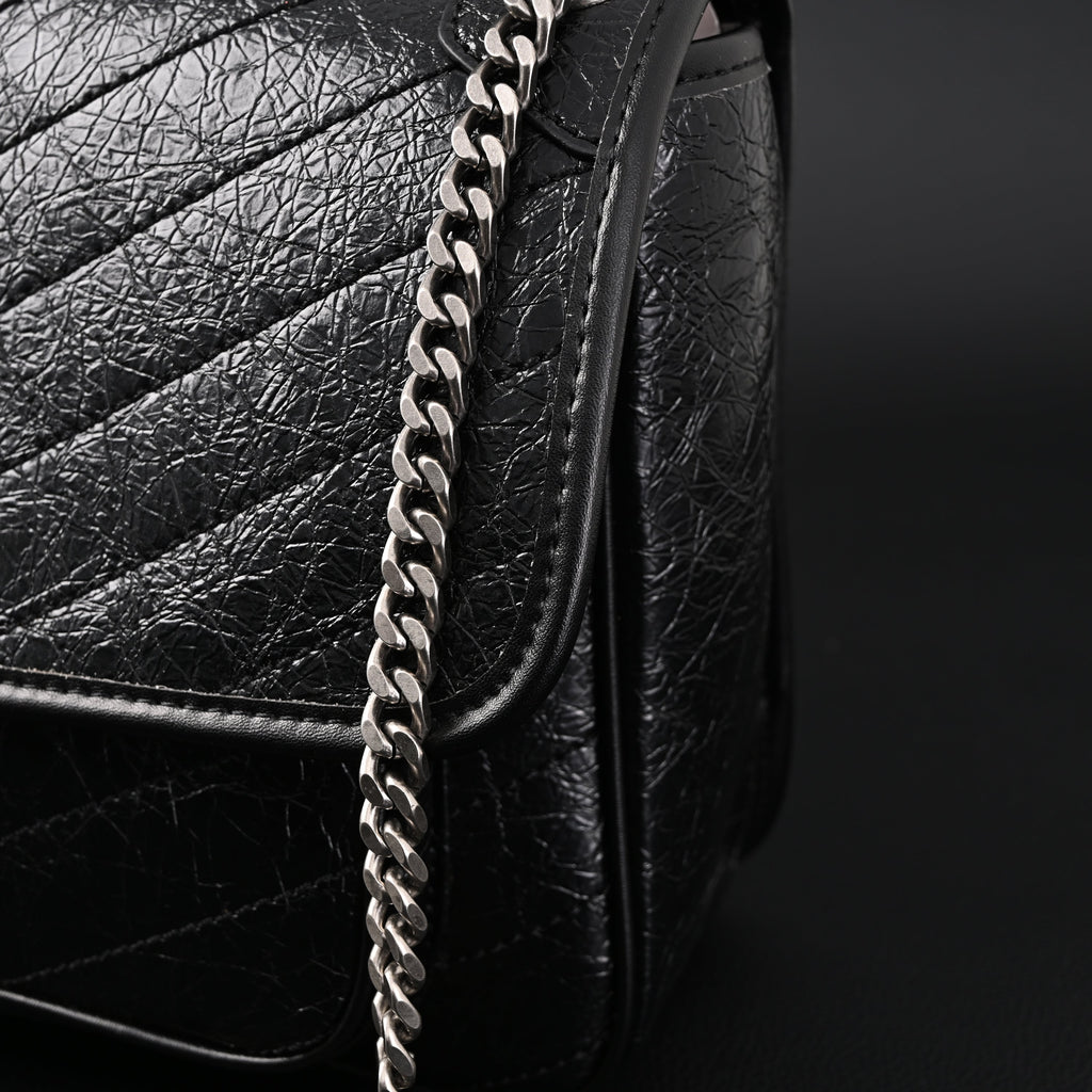 Saint Laurent Niki Medium Black Crinkled Leather Shoulder Bag product image 16, provided for visual reference and product