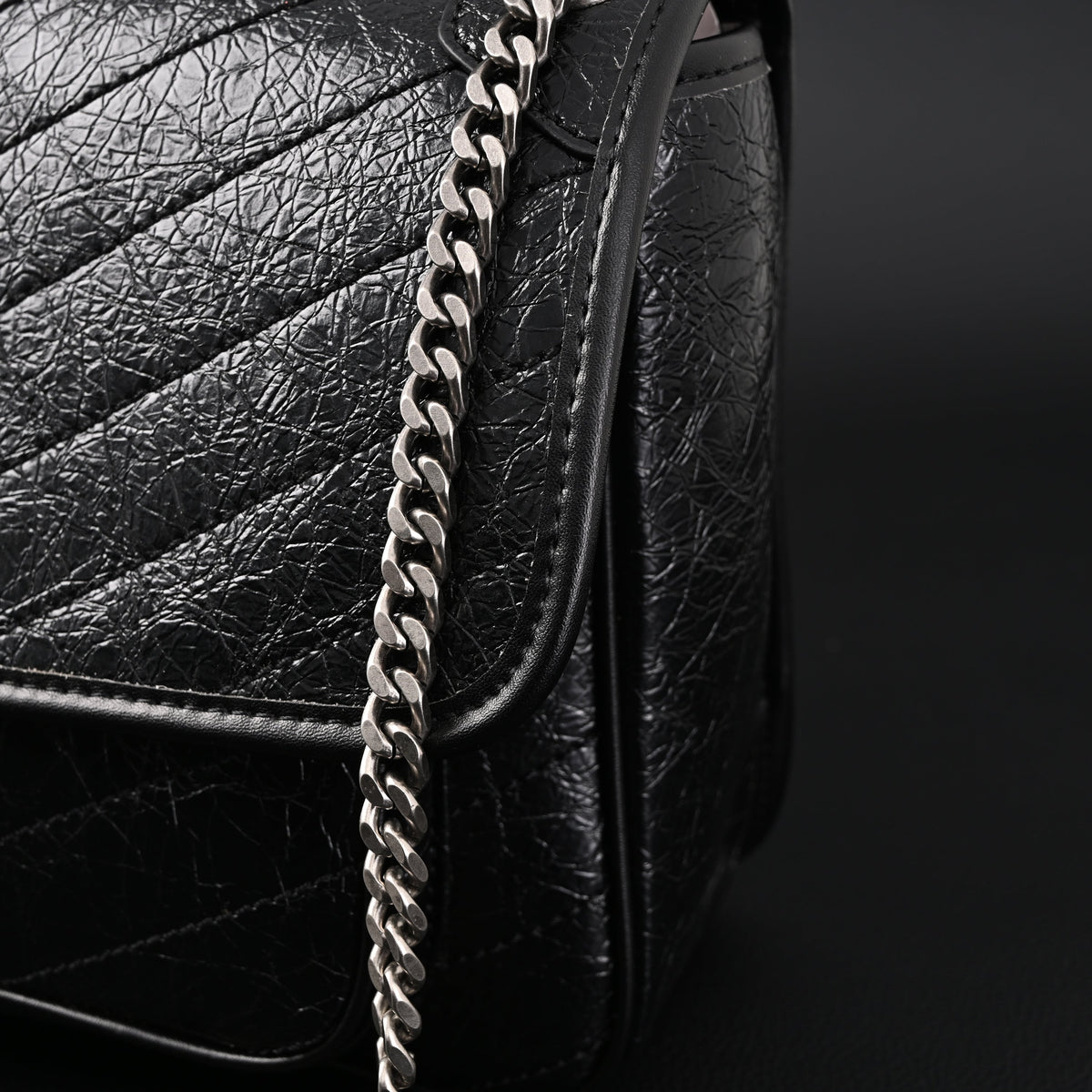 Saint Laurent Niki Medium Black Crinkled Leather Shoulder Bag product image 16, provided for visual reference and product