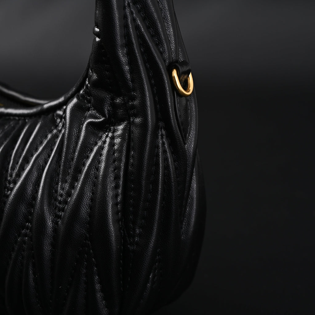 Miu Miu Matelassé Leather Hobo Bag – Black with Gold Hardware - Classic Black product image 8, provided for visual reference