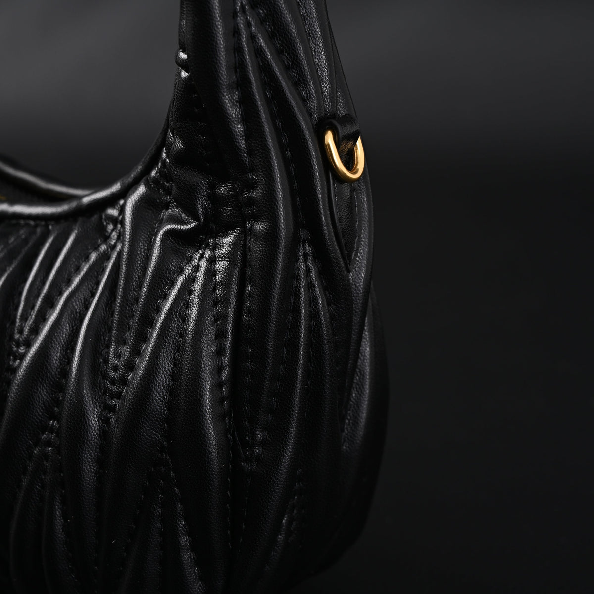 Miu Miu Matelassé Leather Hobo Bag – Black with Gold Hardware - Classic Black product image 8, provided for visual reference