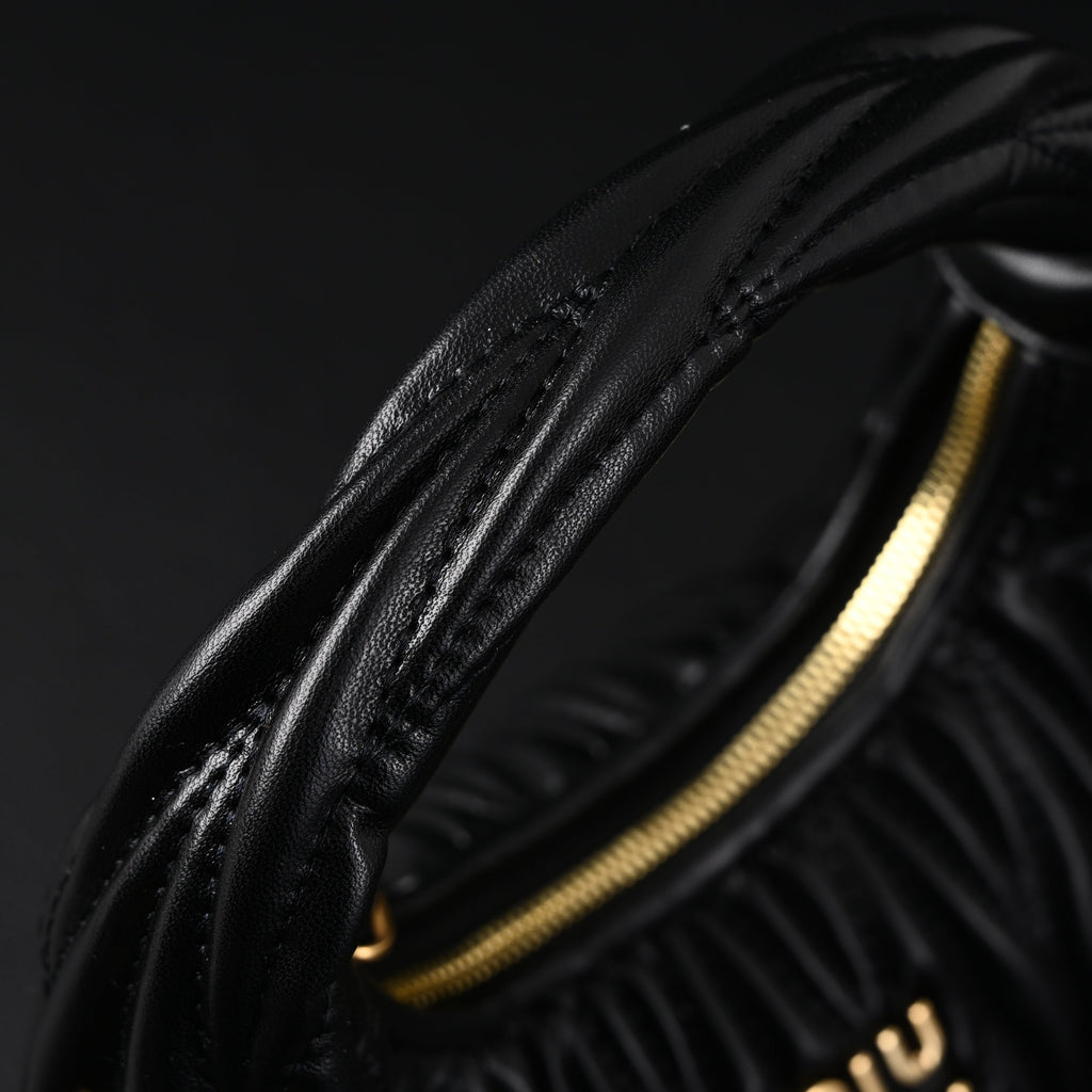 Miu Miu Matelassé Leather Hobo Bag – Black with Gold Hardware - Classic Black product image 9, provided for visual reference