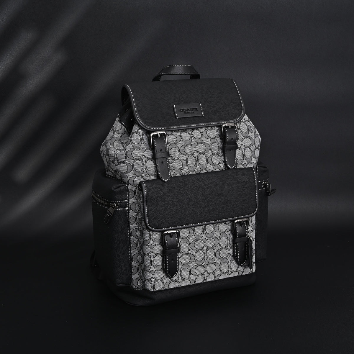 Coach Ch Sprint Backpack – Signature Canvas & Leather - Black / Grey Monogram product image 7, provided for visual reference