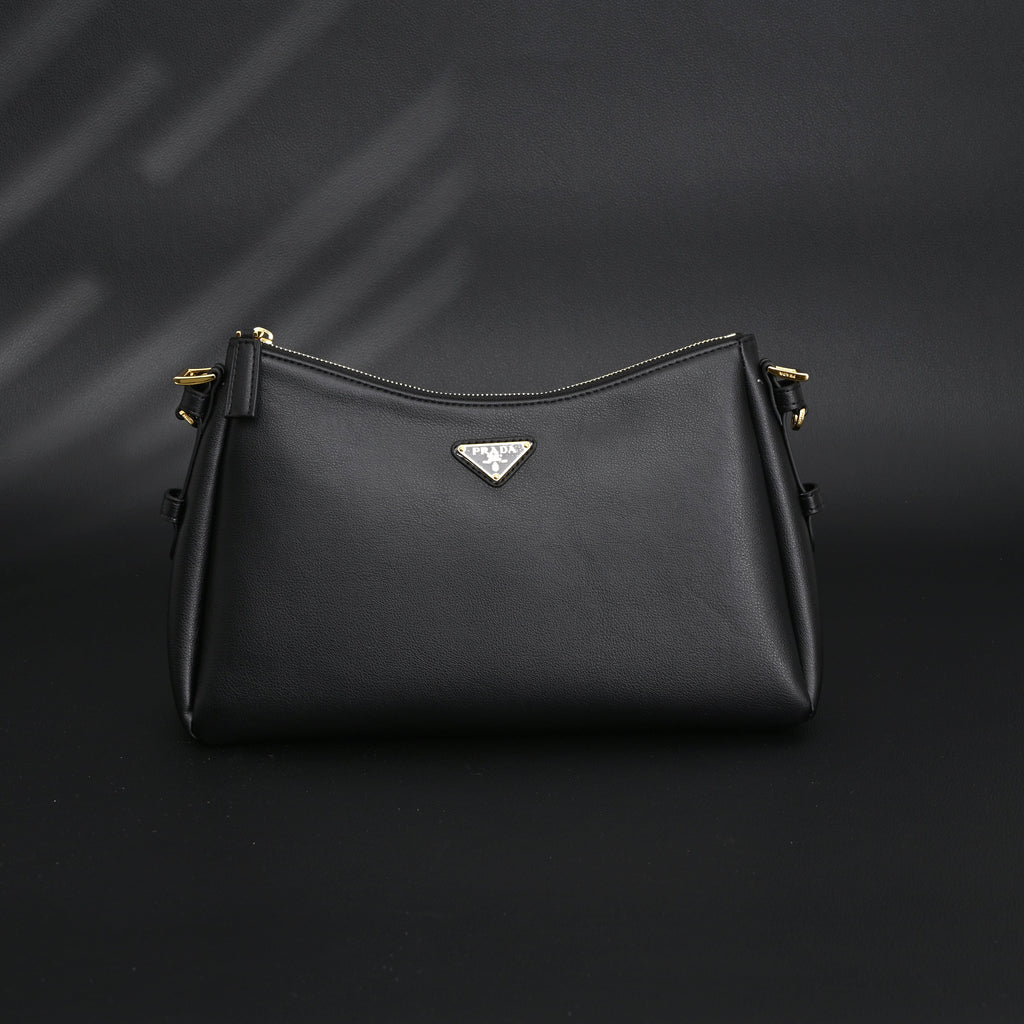 Prada Cleo Black Brushed Leather Shoulder Bag product image 4, provided for visual reference and product detail review