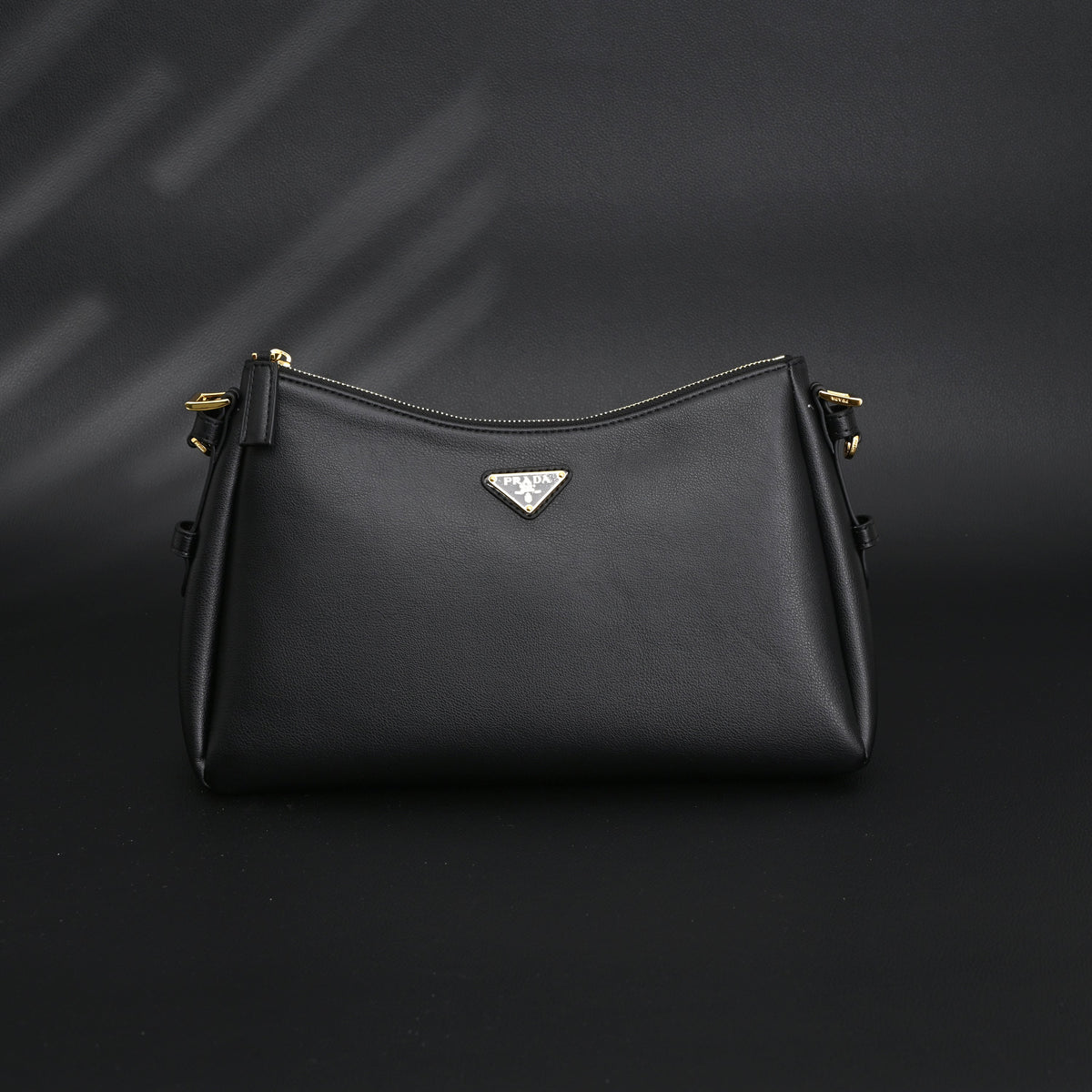 Prada Cleo Black Brushed Leather Shoulder Bag product image 4, provided for visual reference and product detail review