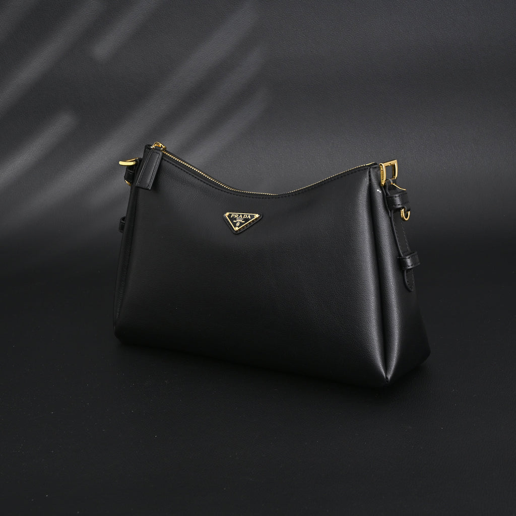 Prada Cleo Black Brushed Leather Shoulder Bag product image 14, provided for visual reference and product detail review