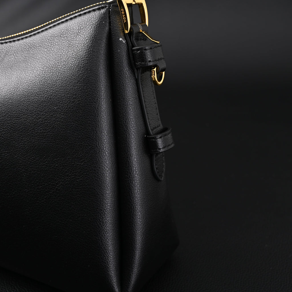 Prada Cleo Black Brushed Leather Shoulder Bag product image 16, provided for visual reference and product detail review