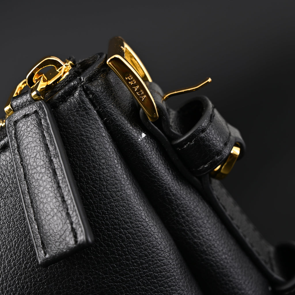 Prada Cleo Black Brushed Leather Shoulder Bag product image 18, provided for visual reference and product detail review