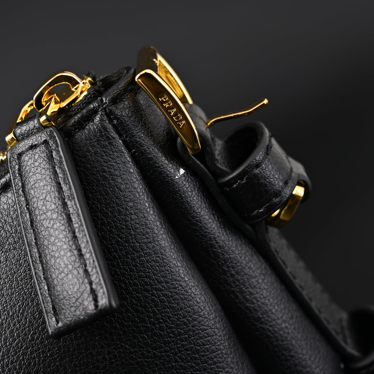 Prada Cleo Black Brushed Leather Shoulder Bag product image 18, provided for visual reference and product detail review