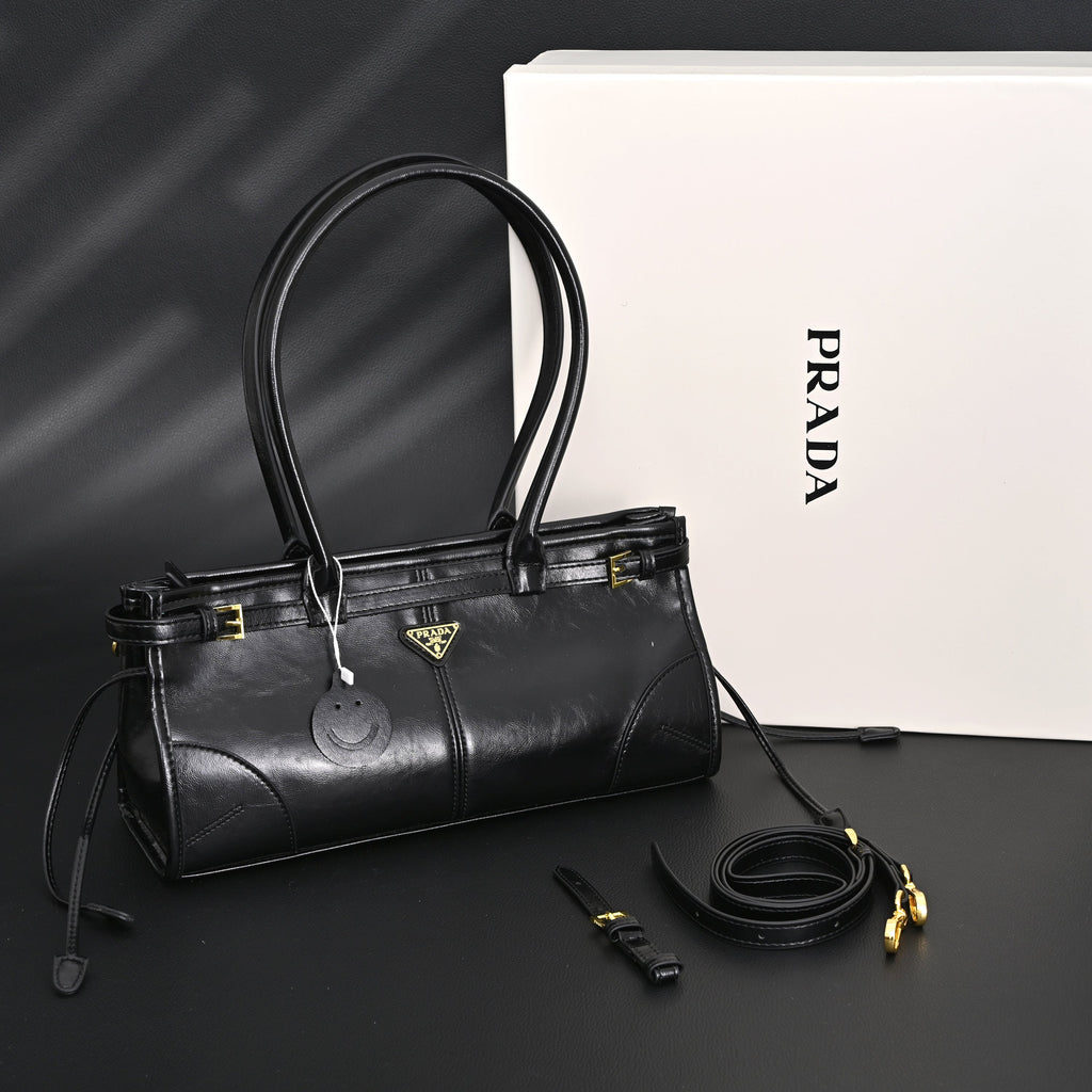 Prada Cleo Black Patent Leather Shoulder Bag with Gold Hardware product image 1, provided for visual reference and product