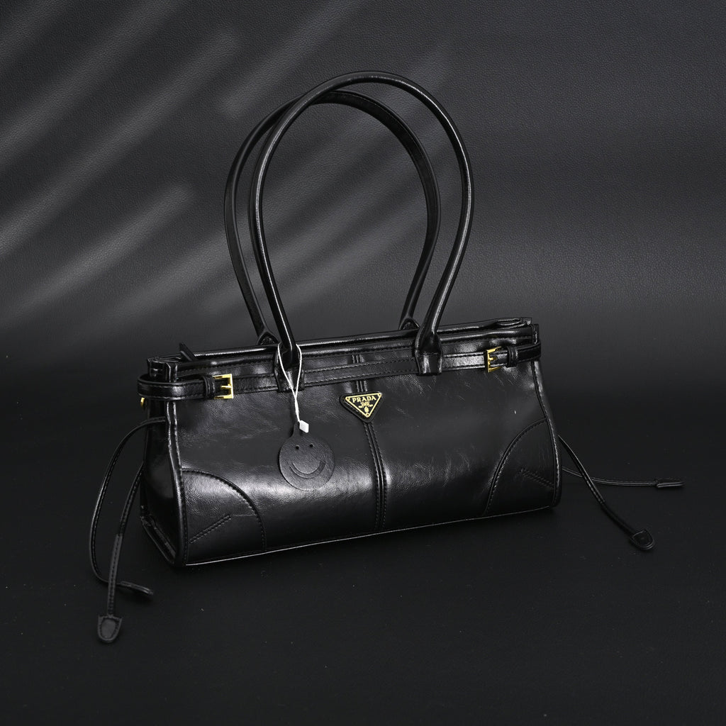 Prada Cleo Black Patent Leather Shoulder Bag with Gold Hardware product image 4, provided for visual reference and product