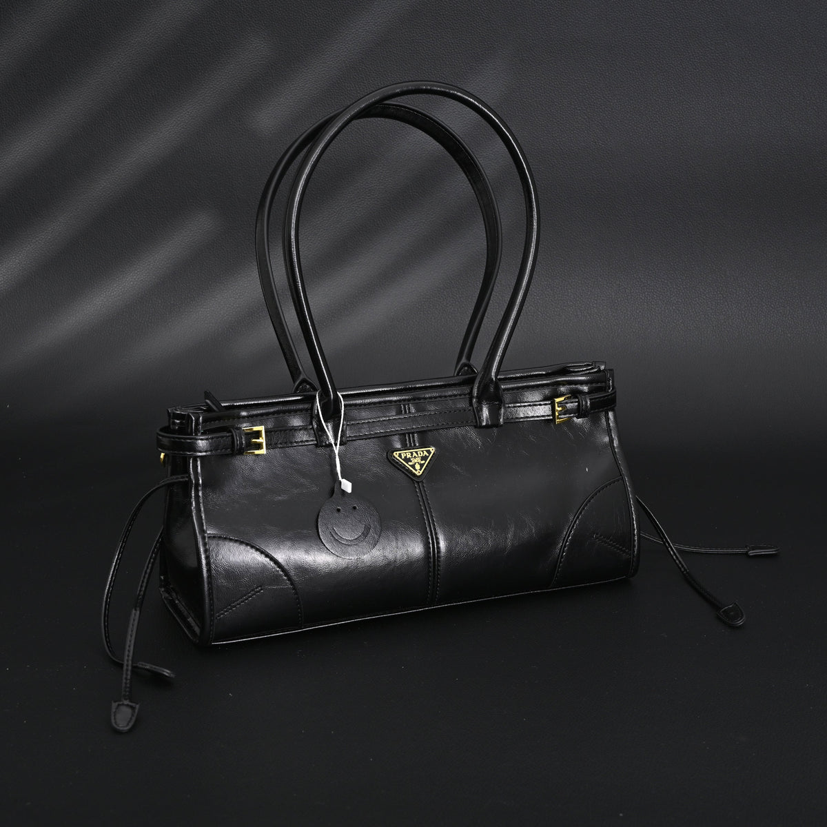 Prada Cleo Black Patent Leather Shoulder Bag with Gold Hardware product image 4, provided for visual reference and product