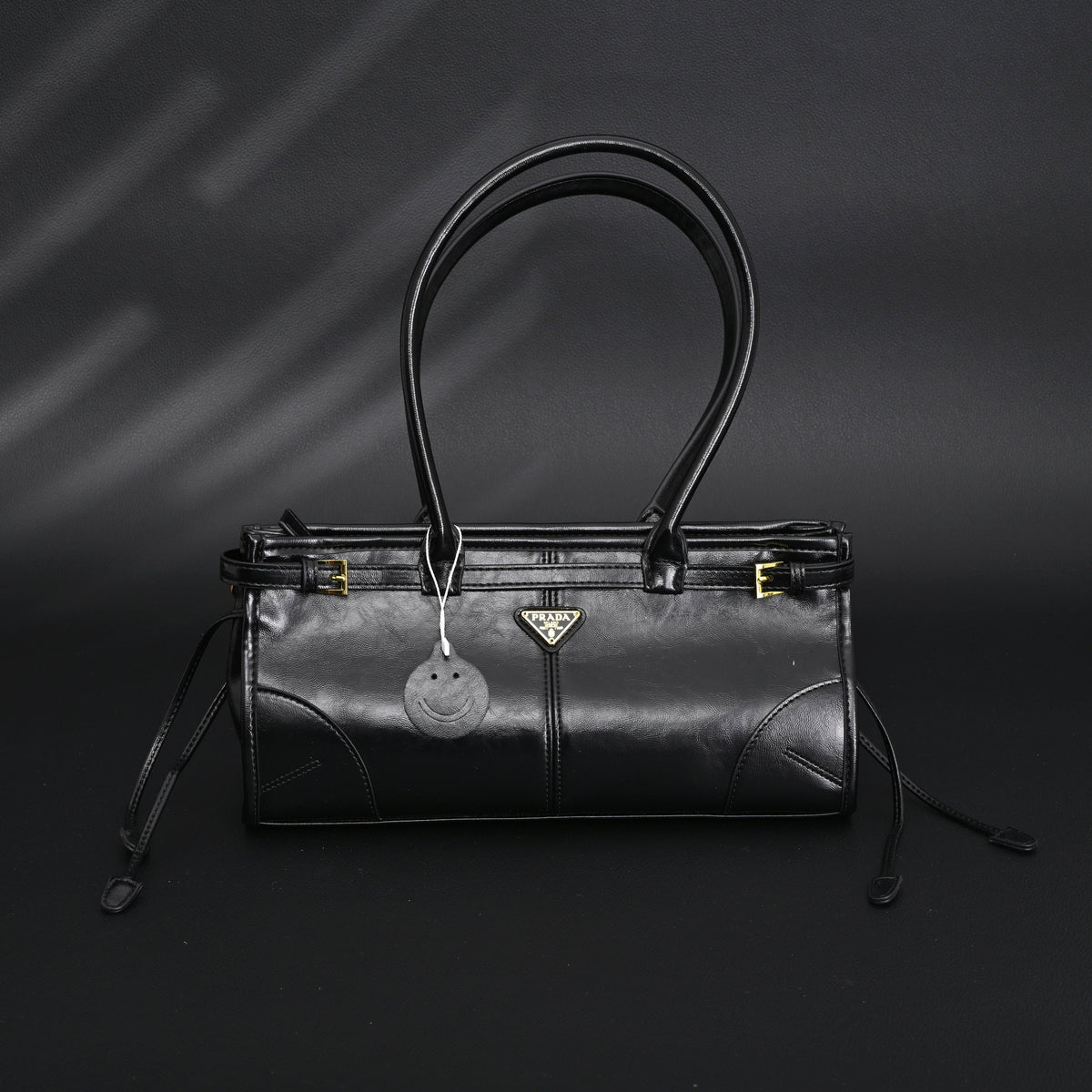 Prada Cleo Black Patent Leather Shoulder Bag with Gold Hardware product image 5, provided for visual reference and product