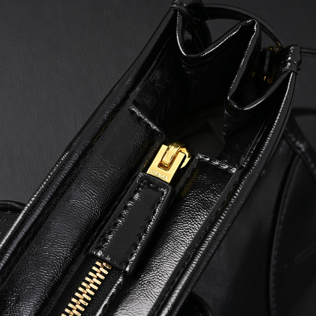 Prada Cleo Black Patent Leather Shoulder Bag with Gold Hardware product image 18, provided for visual reference and product