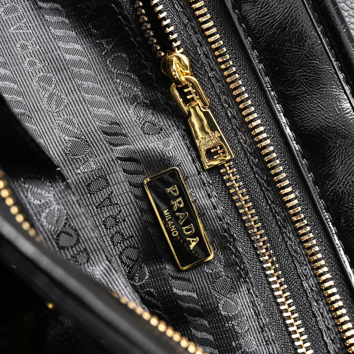 Prada Cleo Black Patent Leather Shoulder Bag with Gold Hardware product image 3, provided for visual reference and product