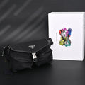 Prada Nylon Black Belt Bag with Silver Logo - Black with Silver-Tone Hardware product image 1, provided for visual reference