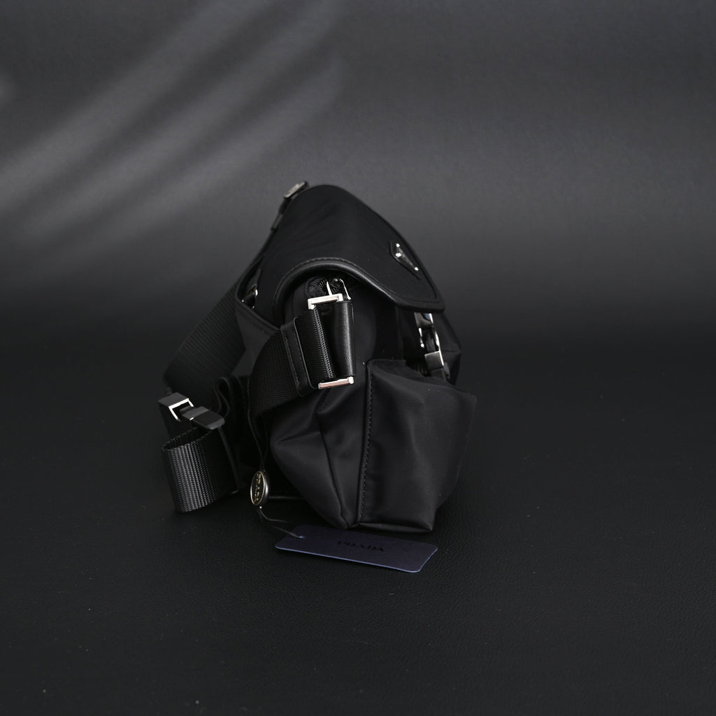 Prada Nylon Black Belt Bag with Silver Logo - Black with Silver-Tone Hardware product image 4, provided for visual reference