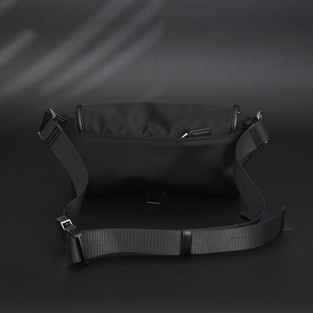Prada Nylon Black Belt Bag with Silver Logo - Black with Silver-Tone Hardware product image 5, provided for visual reference