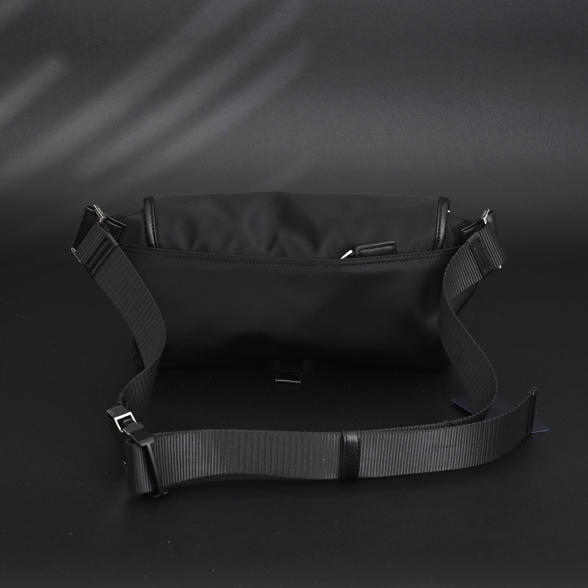 Prada Nylon Black Belt Bag with Silver Logo - Black with Silver-Tone Hardware product image 5, provided for visual reference