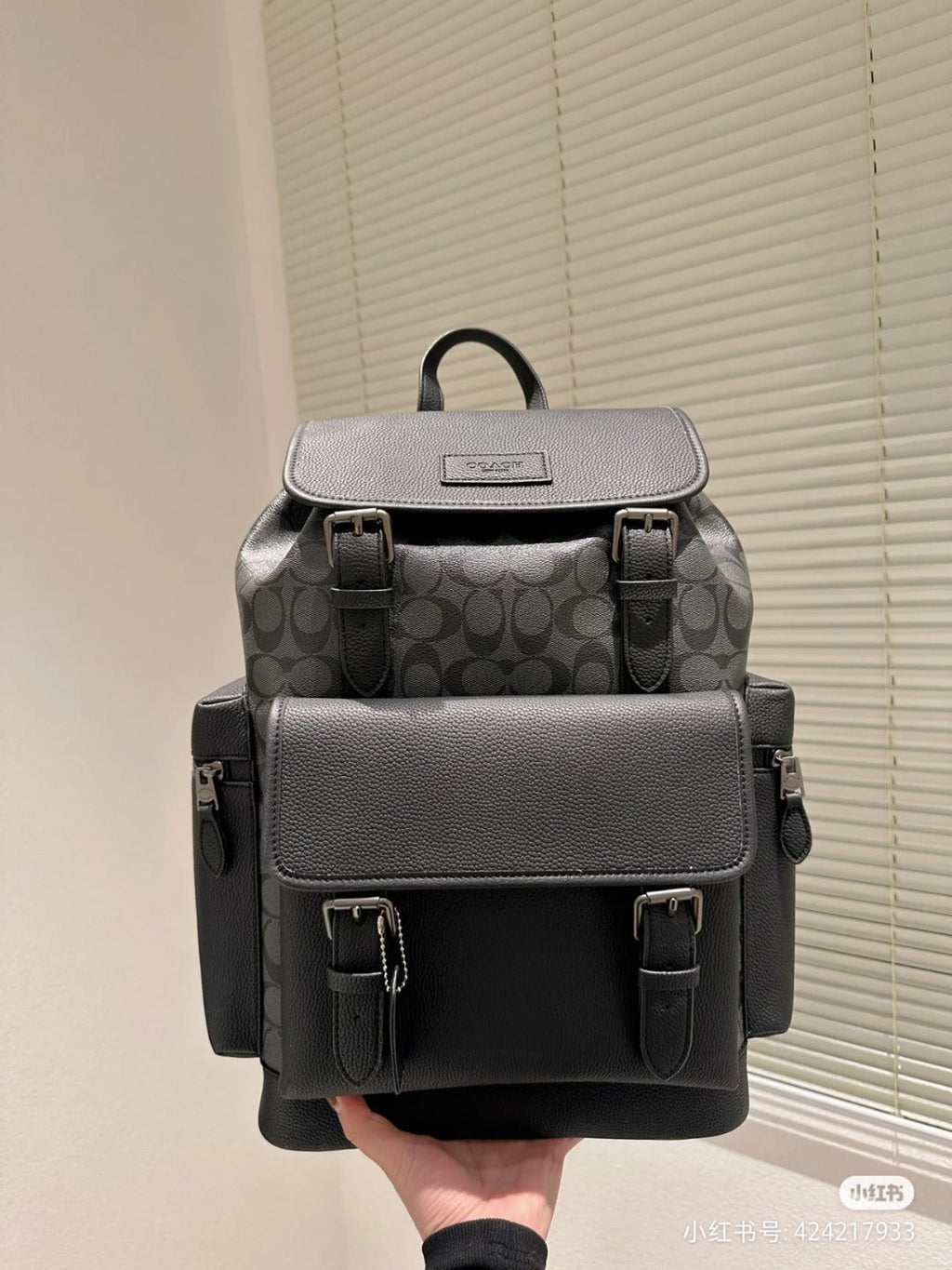 Coach Men Leather Backpack – Black Signature Canvas product image 8, provided for visual reference and product detail review