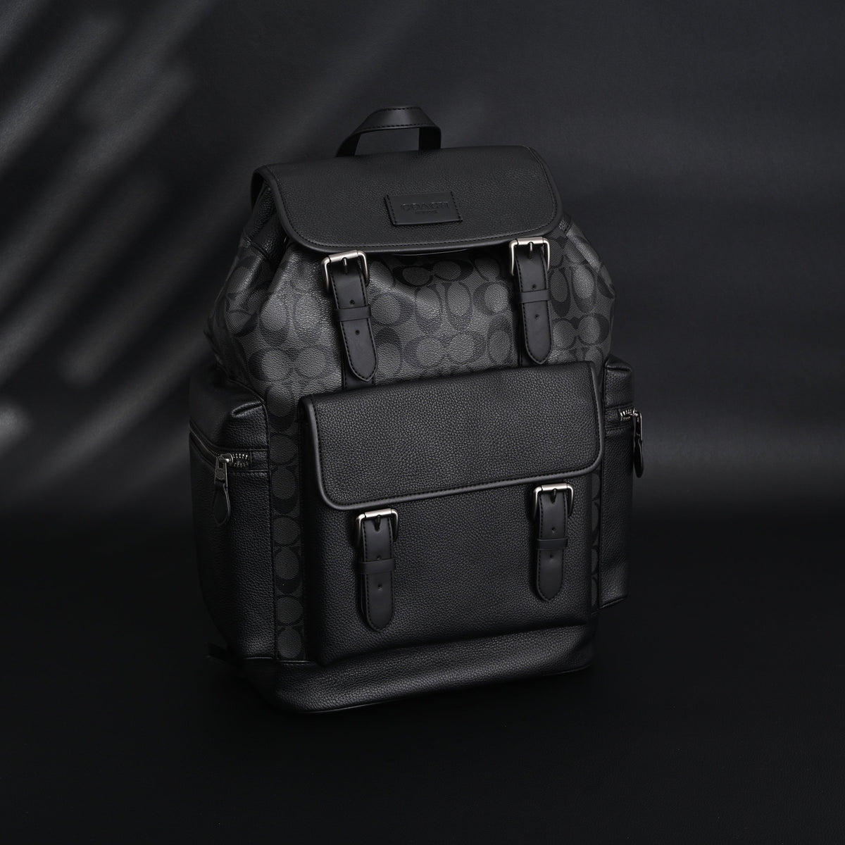 Coach Men Leather Backpack – Black Signature Canvas product image 1, provided for visual reference and product detail review
