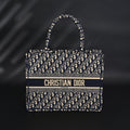 Christian Dior Large Book Tote – Blue Oblique Embroidery - Blue with Beige Contrast product image 1, provided for visual