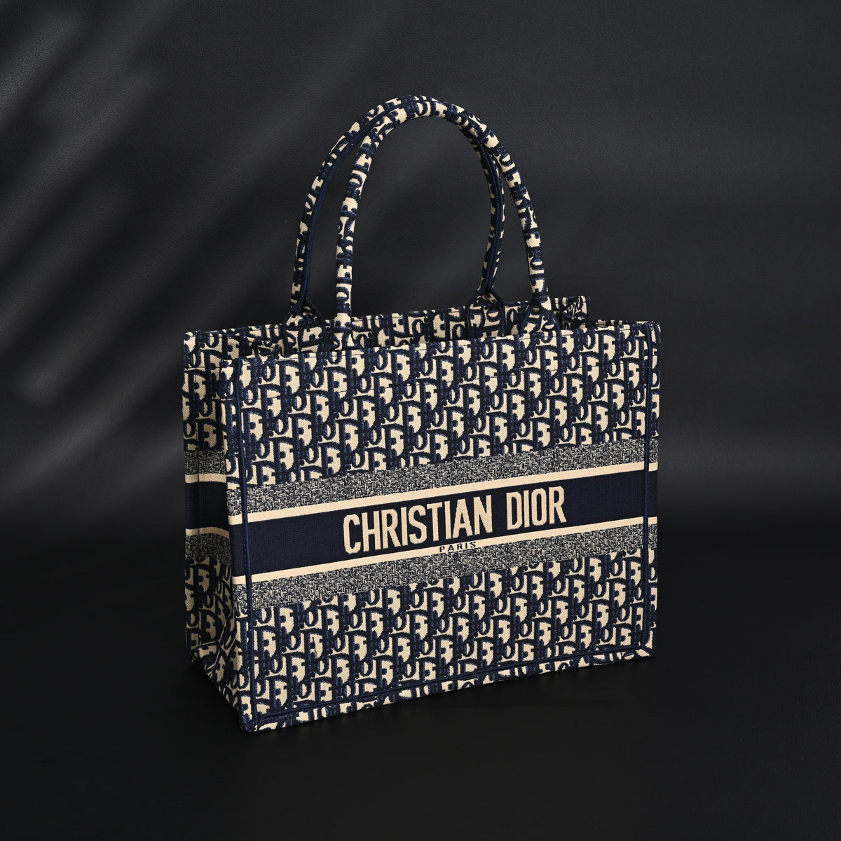 Christian Dior Large Book Tote – Blue Oblique Embroidery - Blue with Beige Contrast product image 15, provided for visual