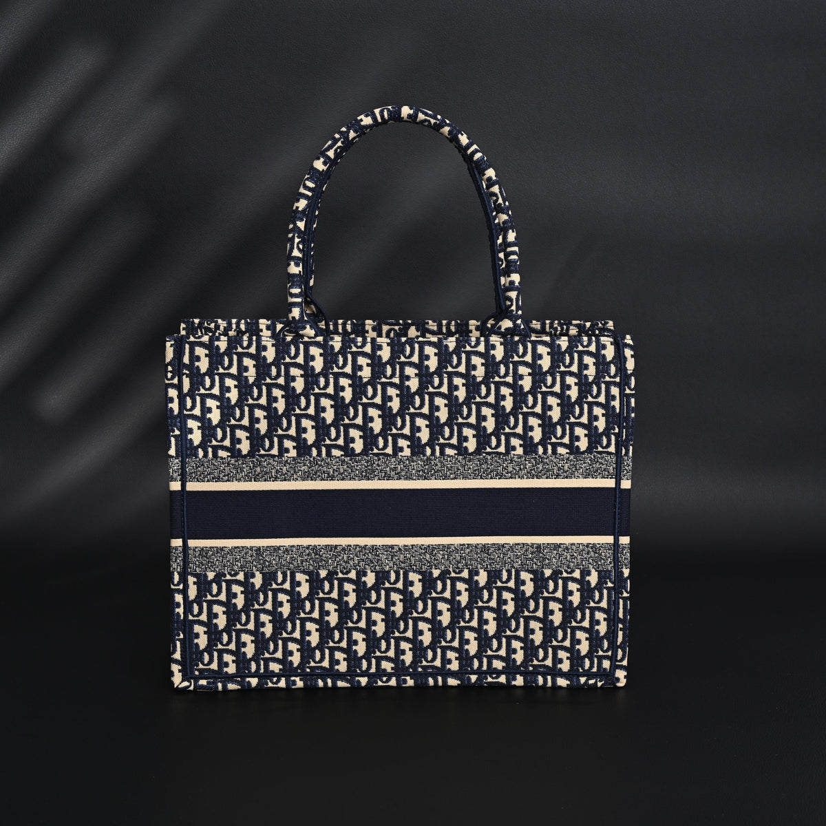 Christian Dior Large Book Tote – Blue Oblique Embroidery - Blue with Beige Contrast product image 2, provided for visual