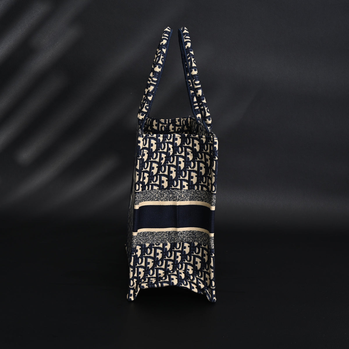 Christian Dior Large Book Tote – Blue Oblique Embroidery - Blue with Beige Contrast product image 3, provided for visual