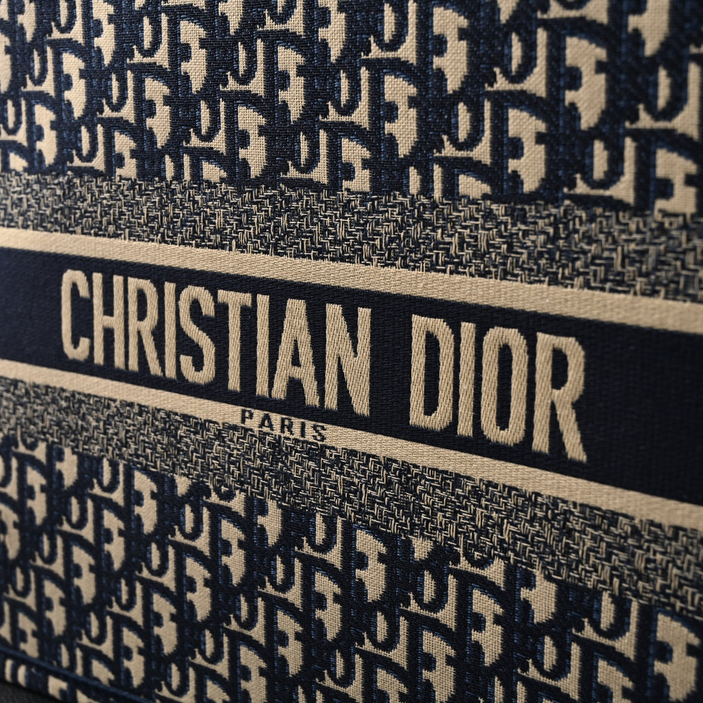 Christian Dior Large Book Tote – Blue Oblique Embroidery - Blue with Beige Contrast product image 6, provided for visual