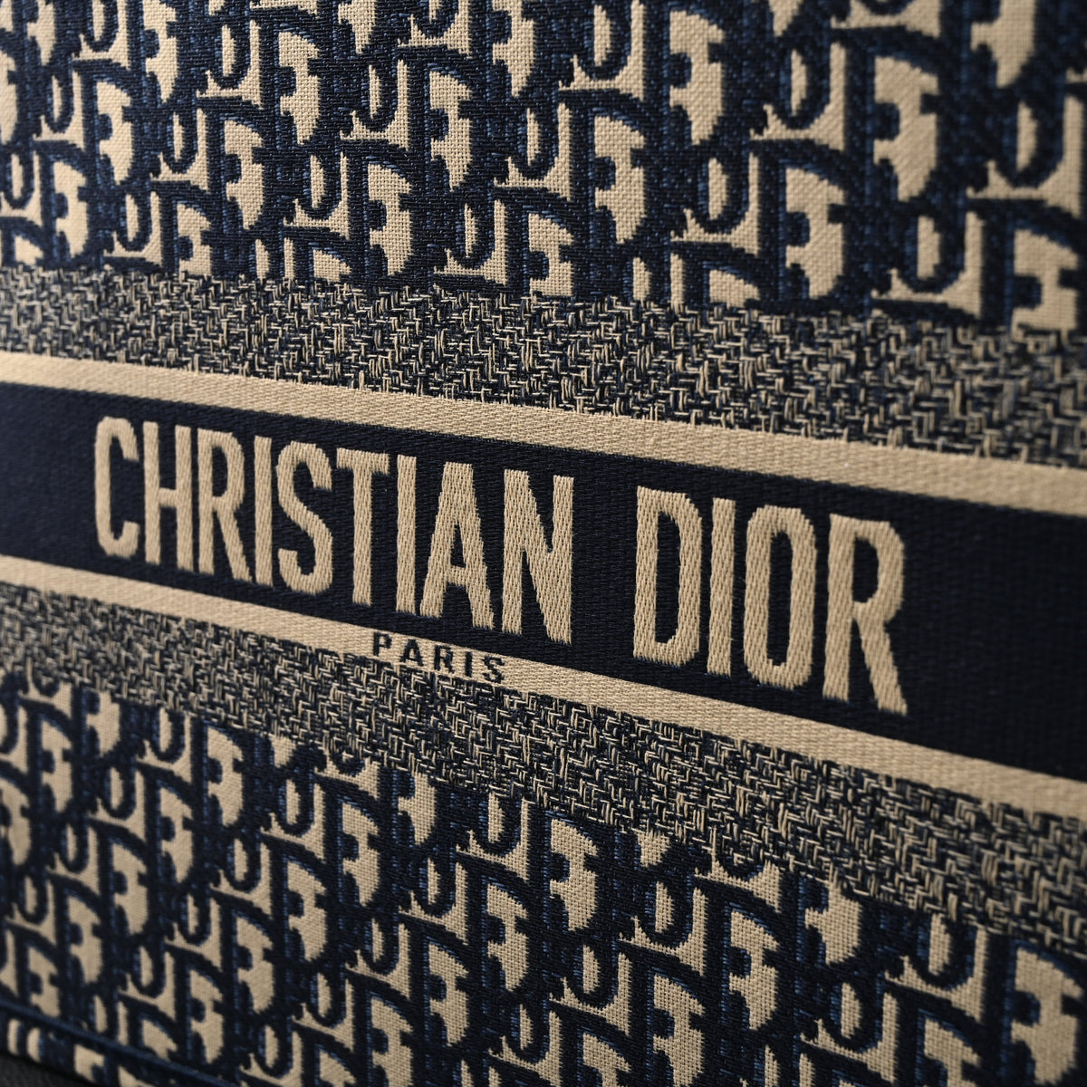 Christian Dior Large Book Tote – Blue Oblique Embroidery - Blue with Beige Contrast product image 6, provided for visual