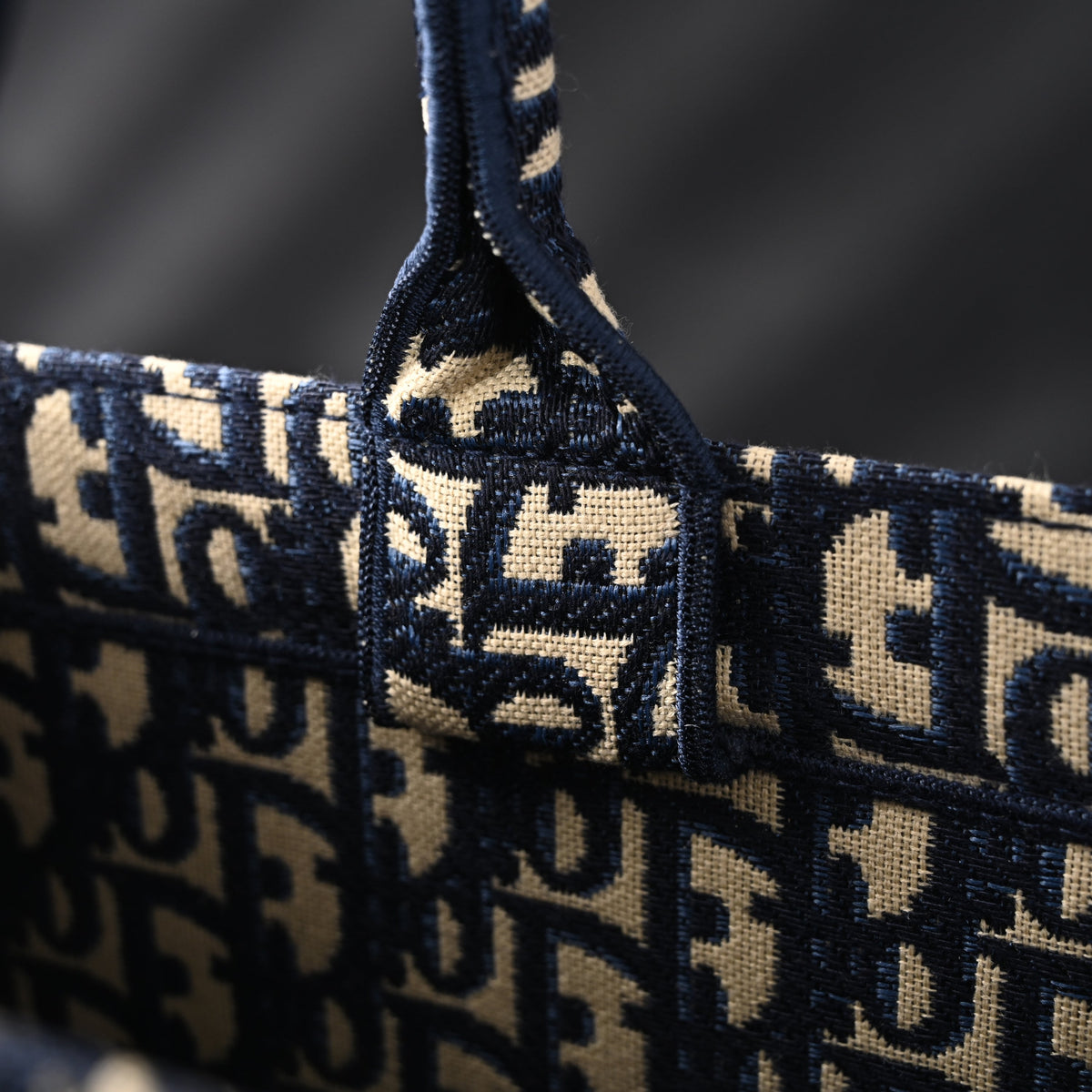 Christian Dior Large Book Tote – Blue Oblique Embroidery - Blue with Beige Contrast product image 12, provided for visual