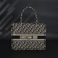 Christian Dior Medium Book Tote – Black Oblique Embroidery - Black with Beige Contrast product image 1, provided for visual