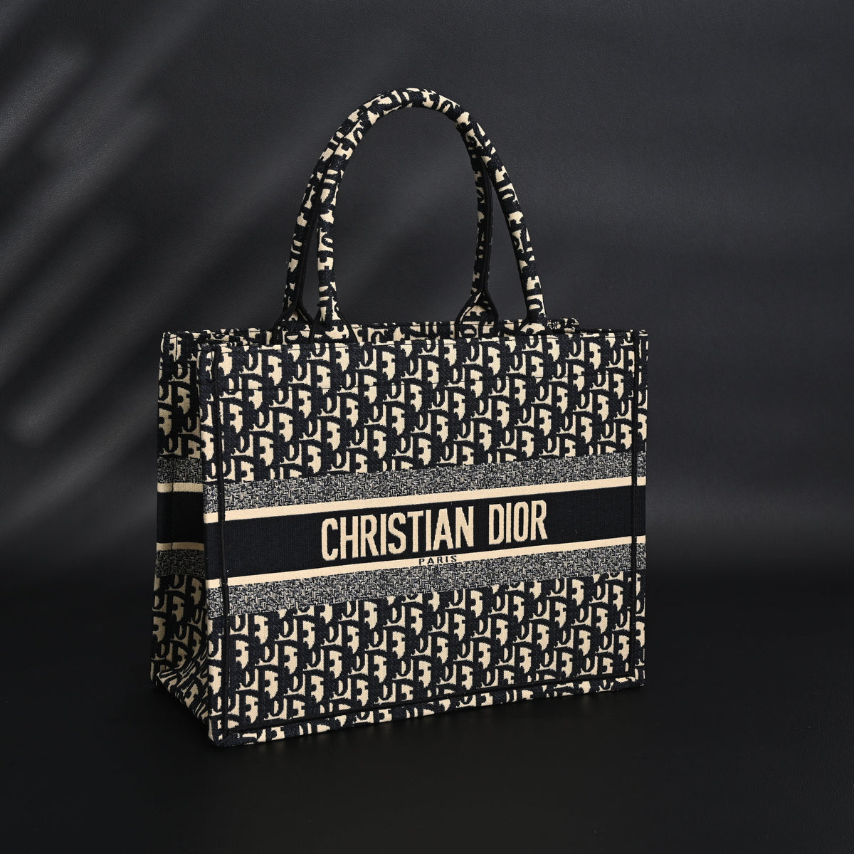 Christian Dior Medium Book Tote – Black Oblique Embroidery - Black with Beige Contrast product image 15, provided for visual