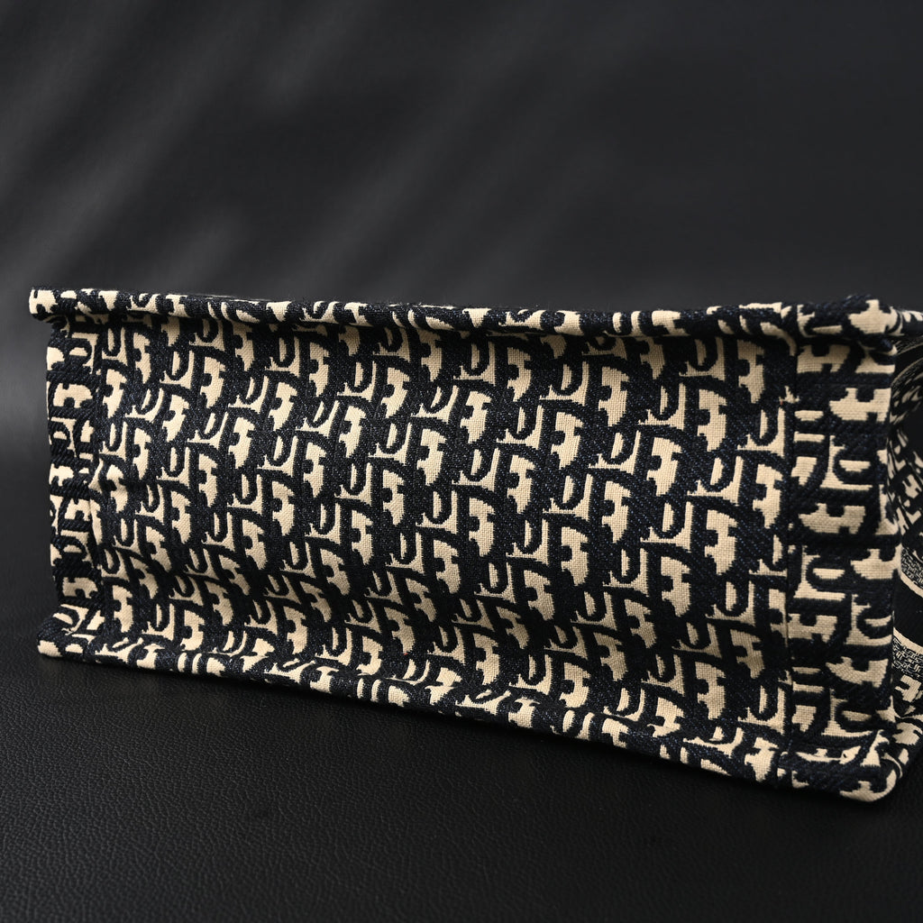 Christian Dior Medium Book Tote – Black Oblique Embroidery - Black with Beige Contrast product image 5, provided for visual