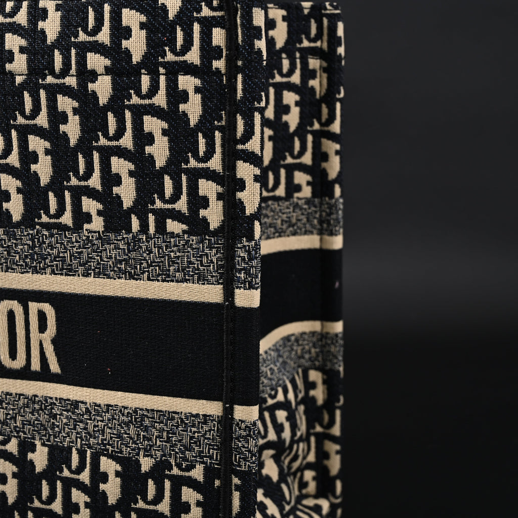 Christian Dior Medium Book Tote – Black Oblique Embroidery - Black with Beige Contrast product image 6, provided for visual