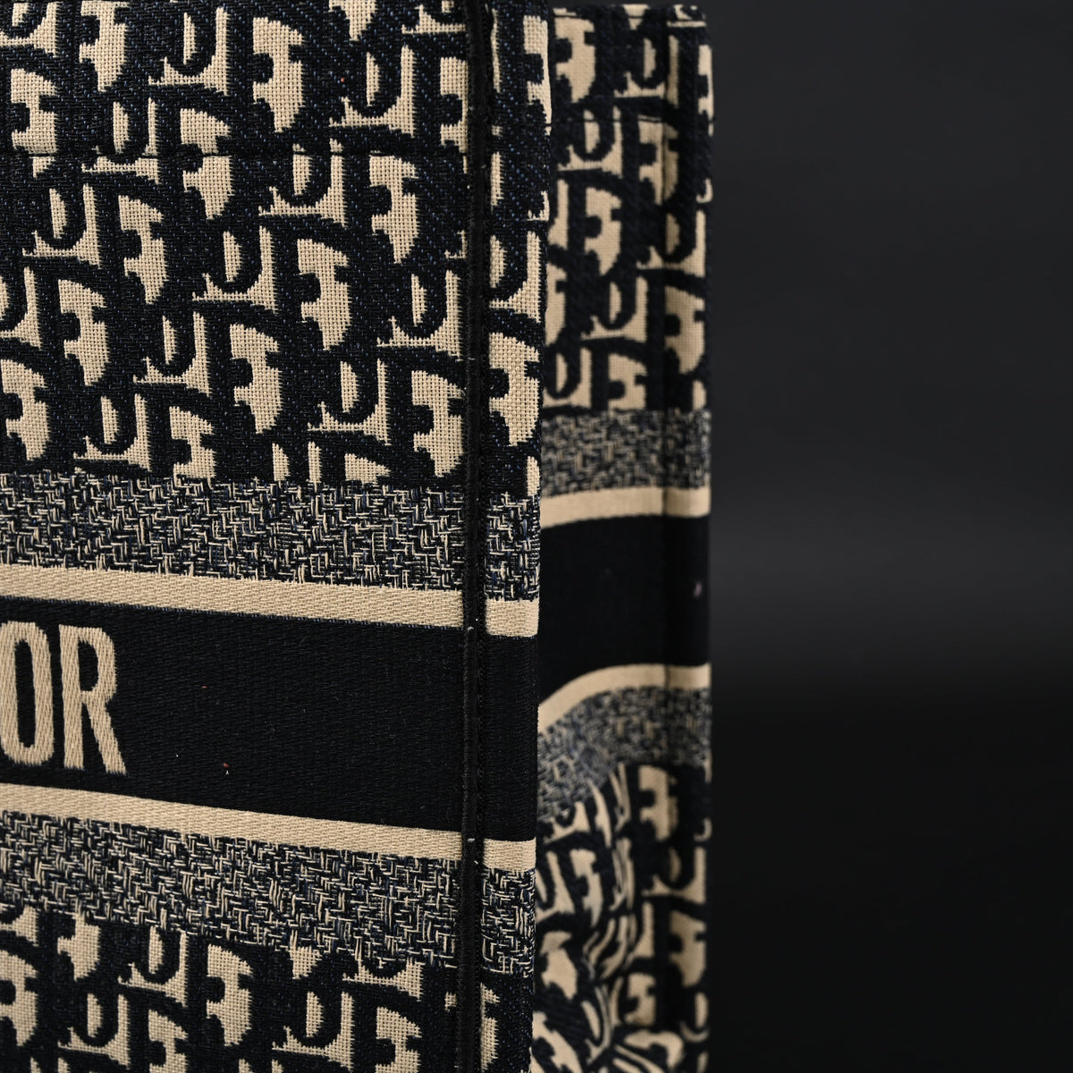 Christian Dior Medium Book Tote – Black Oblique Embroidery - Black with Beige Contrast product image 6, provided for visual