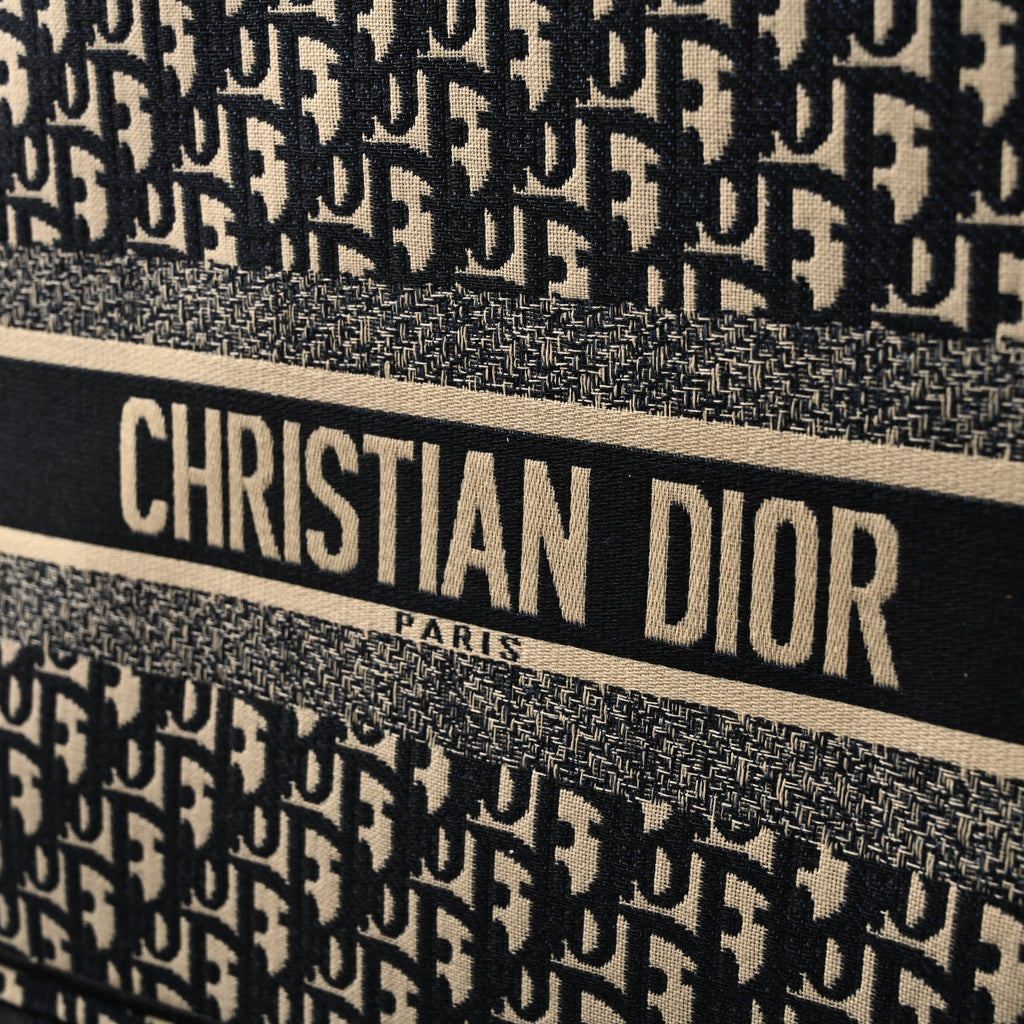 Christian Dior Medium Book Tote – Black Oblique Embroidery - Black with Beige Contrast product image 7, provided for visual