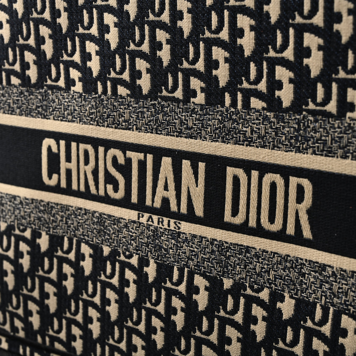 Christian Dior Medium Book Tote – Black Oblique Embroidery - Black with Beige Contrast product image 7, provided for visual