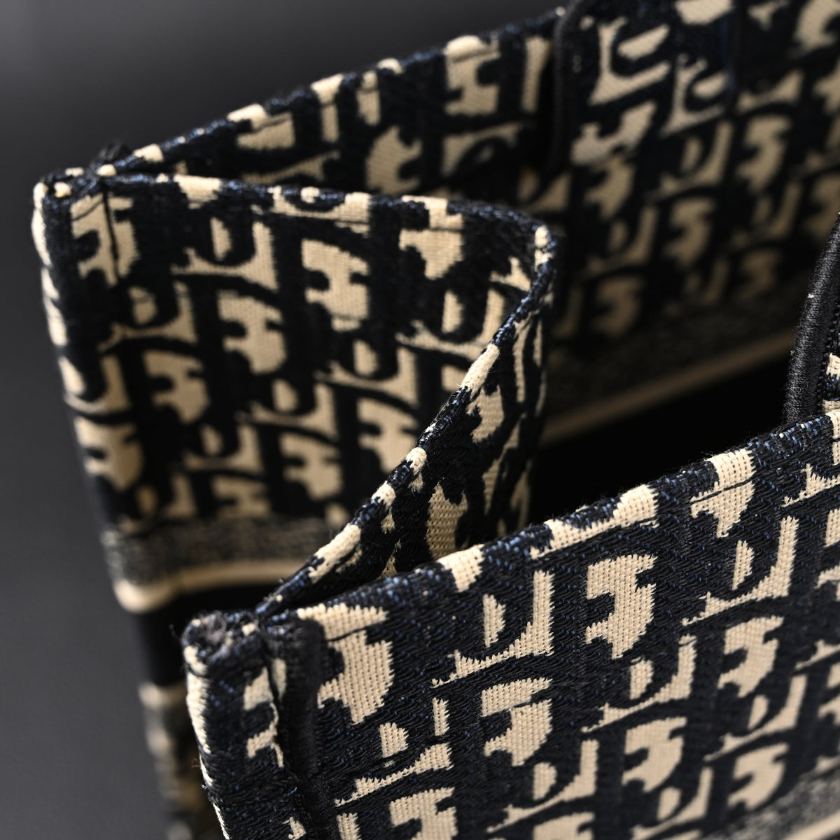 Christian Dior Medium Book Tote – Black Oblique Embroidery - Black with Beige Contrast product image 11, provided for visual