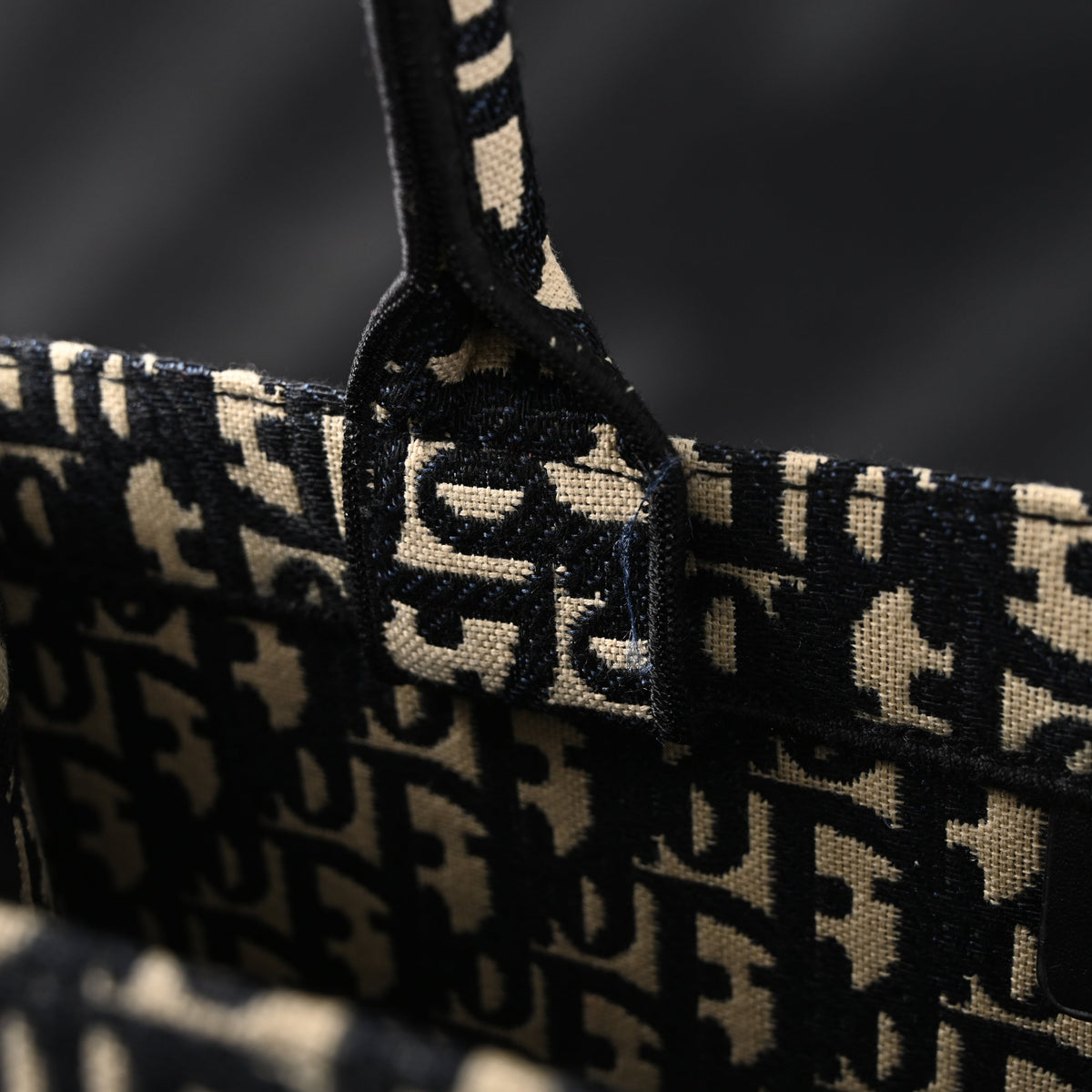 Christian Dior Medium Book Tote – Black Oblique Embroidery - Black with Beige Contrast product image 12, provided for visual