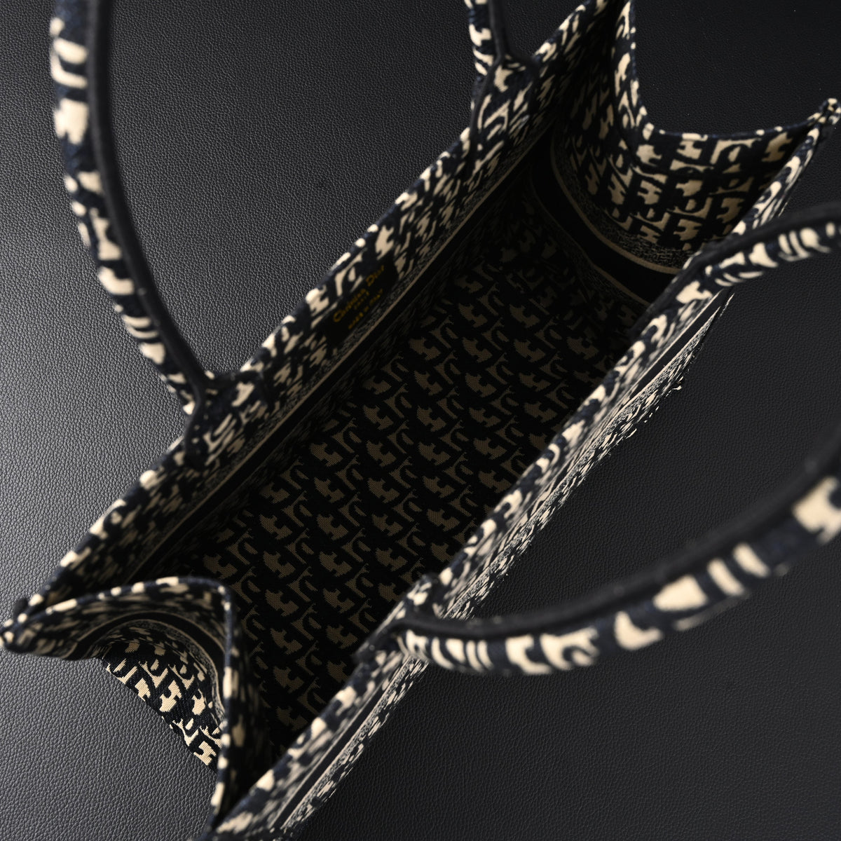 Christian Dior Medium Book Tote – Black Oblique Embroidery - Black with Beige Contrast product image 14, provided for visual