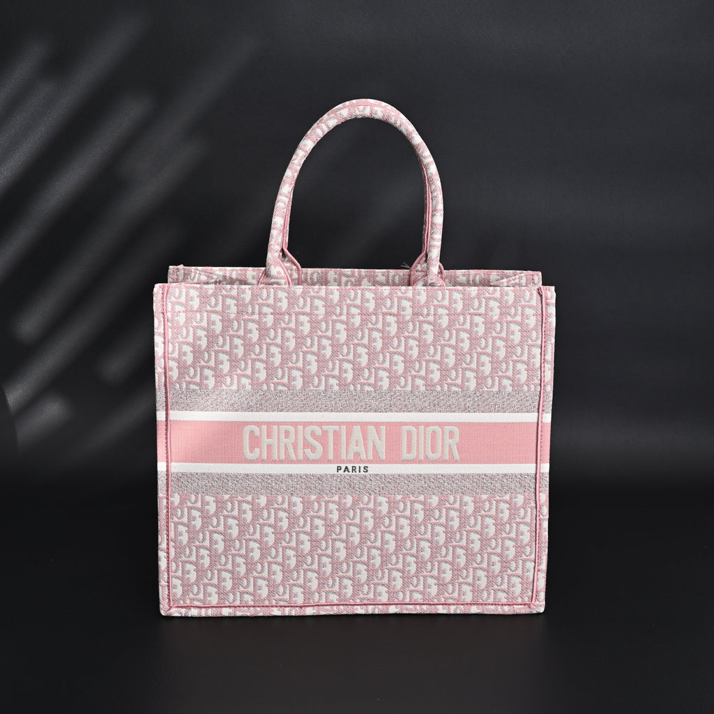 Christian Dior Large Book Tote – Pink Oblique Embroidery product image 1, provided for visual reference and product detail